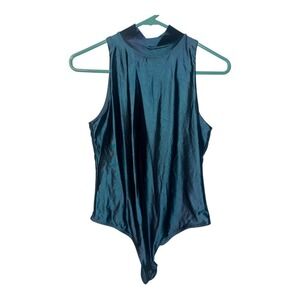 House Of Harlow 1960 Teal Mock Neck Bodysuit, Small